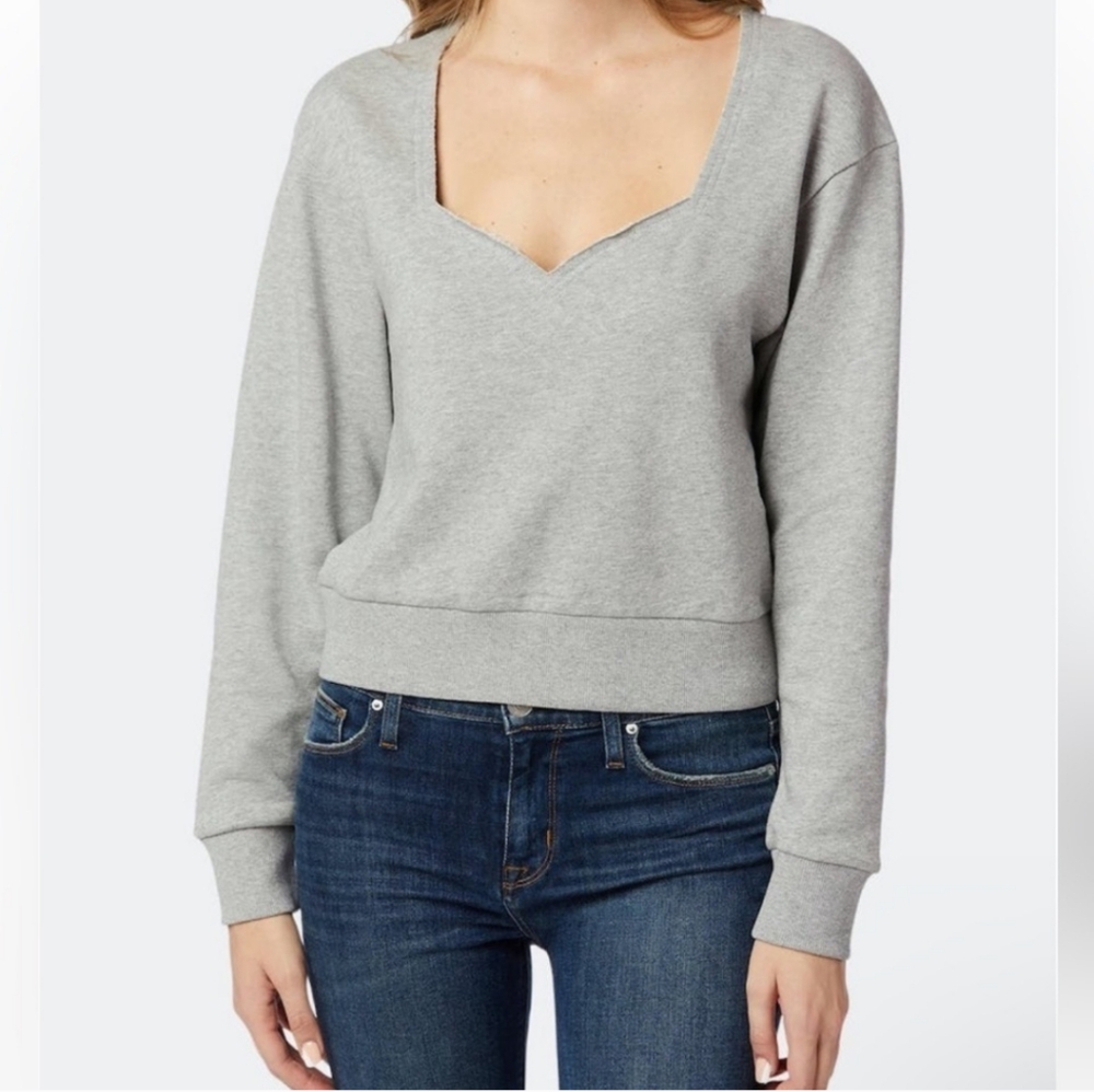 Hudson Sweetheart Cotton Sweatshirt Heather Grey Women's M Long Sleeve Pullover